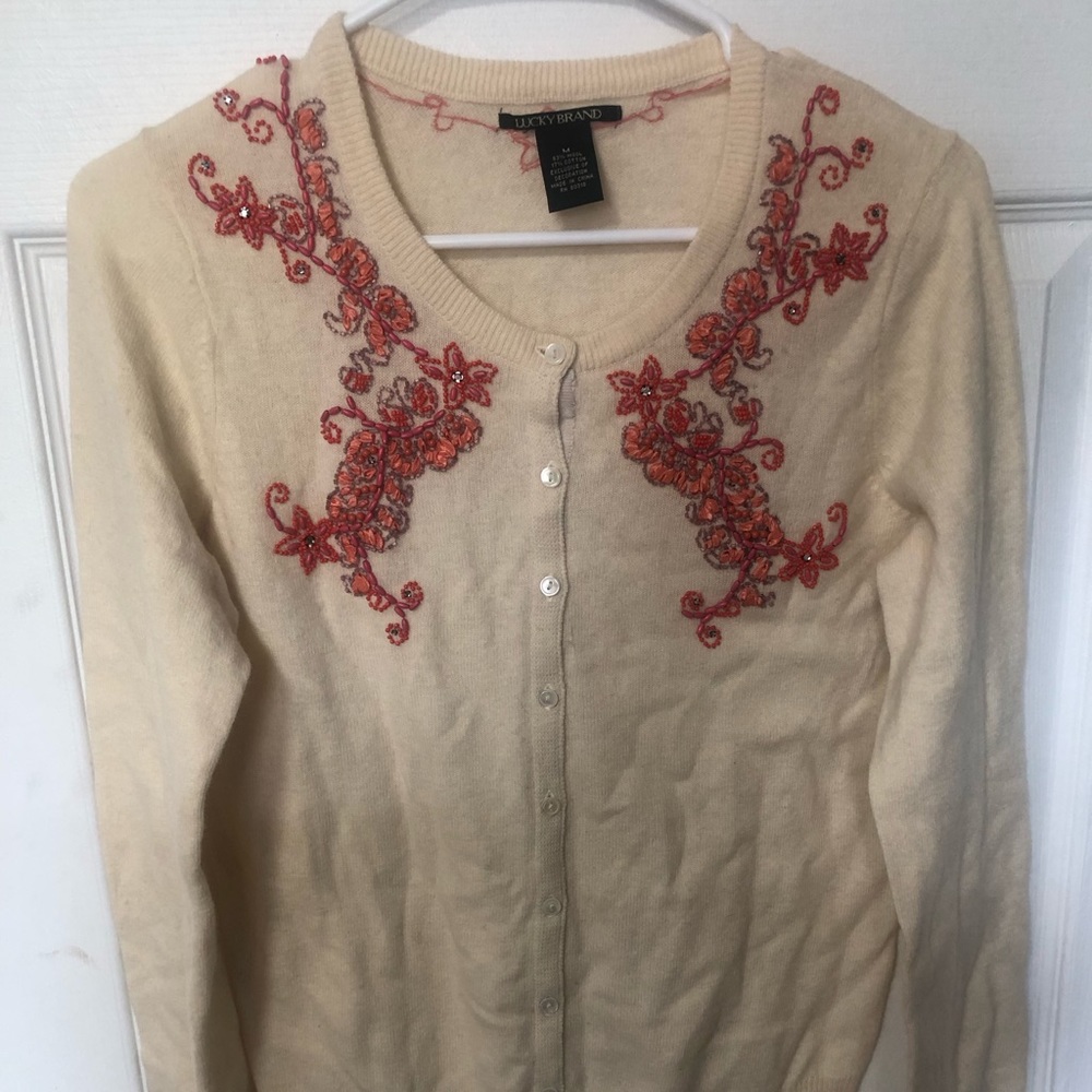 Beaded Lucky wool cardigan